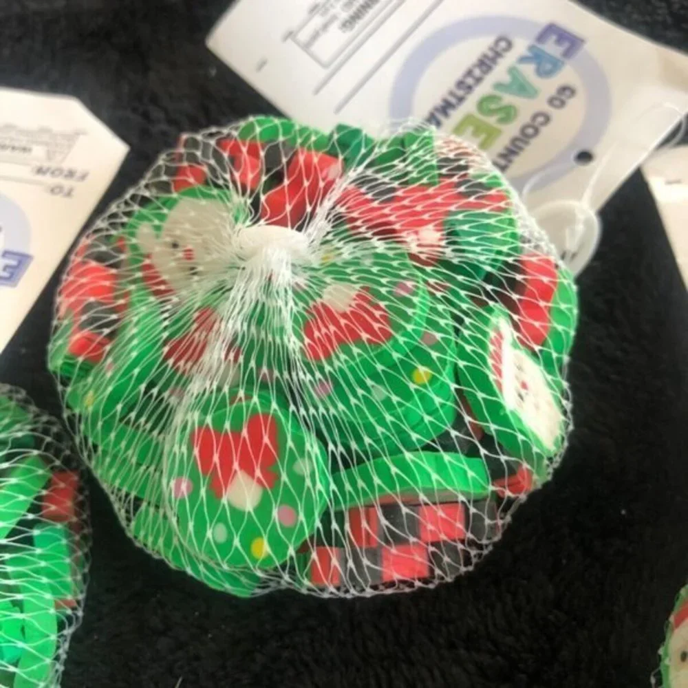 Christmas Erasers Stamp Ink Pad‎ Set Holiday Candy Cane Holly